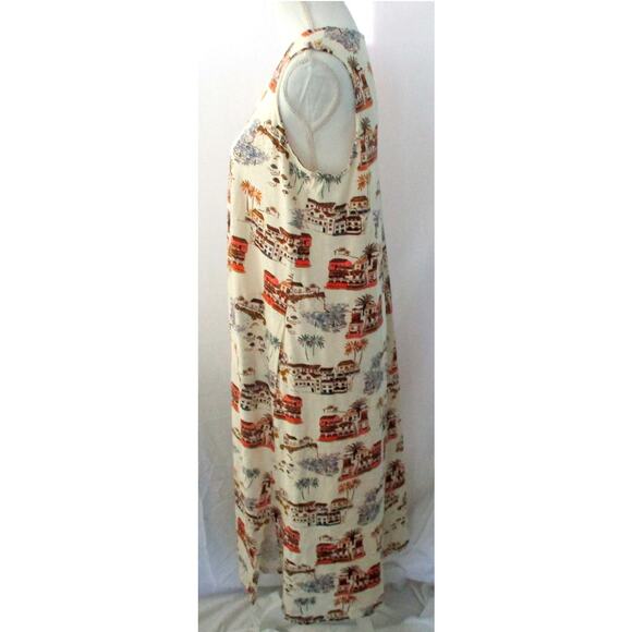 Denim & Co. Naturals Women's Beige House Print Sleeveless Stretch Maxi Dress L. - Picture 4 of 9